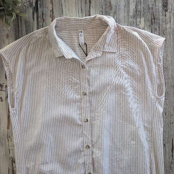FIG Kelly Shirt Dress Linen Blend Striped Women's Medium NWT - Picture 4 of 9
